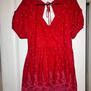 Top shop Red Embroidered Dress